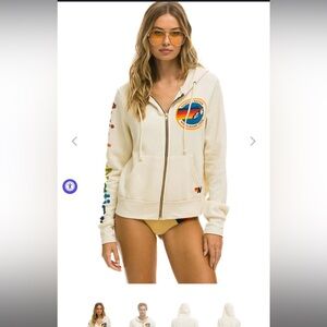 AVIATOR NATION NORTH SHORE HOODIE - VINTAGE WHITE SIZE SMALL LIKE NEW